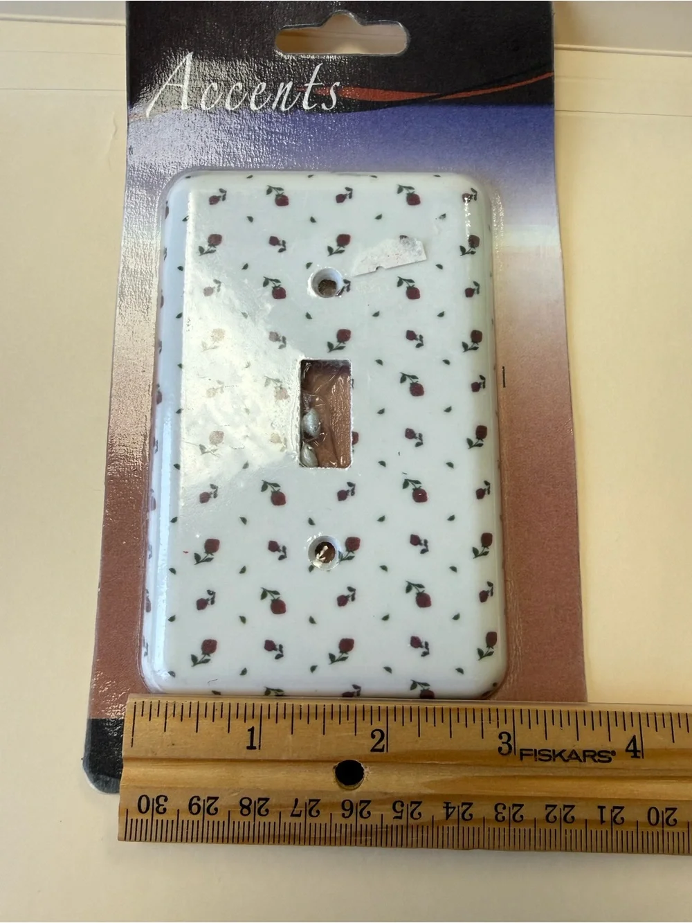 Vintage Atron Accents Single Light Switch Cover with Dainty Floral Red Roses
